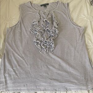 Lauren Ralph Lauren Striped Tank Top with Ruffle